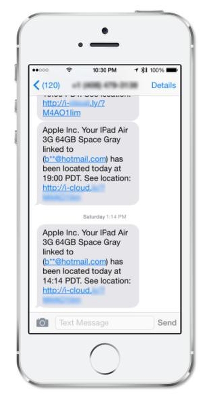 Find my iphone钓鱼短信